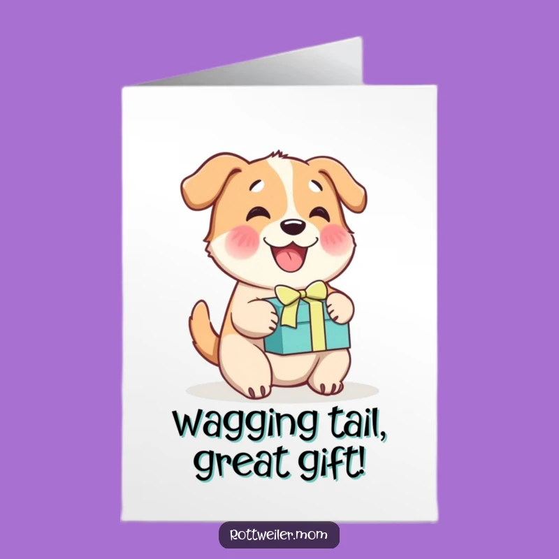 Free Printable Birthday Card: Cheerful Dog Gift Wagging Tail Funny