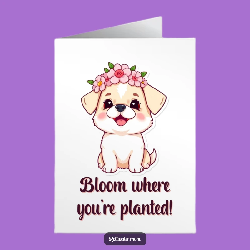Free Printable Congrats Card: Floral Dog - Cheerful Puppy Downloadable Gift