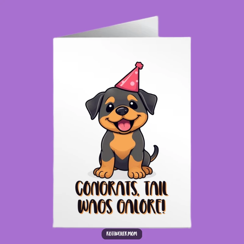 Free Printable Congrats Card: Excited Rottie Tail Wag Funny Surprise Downloadable