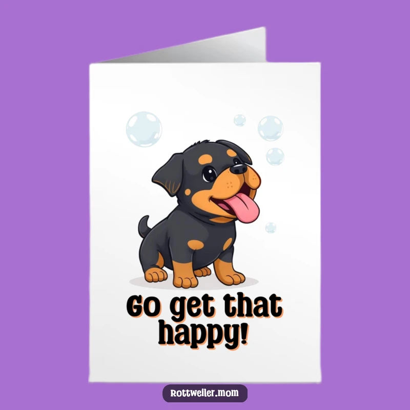 Free Printable Congrats Card: Kawaii Rottweiler Bubbles, Joyful Downloadable Gift for Celebrations
