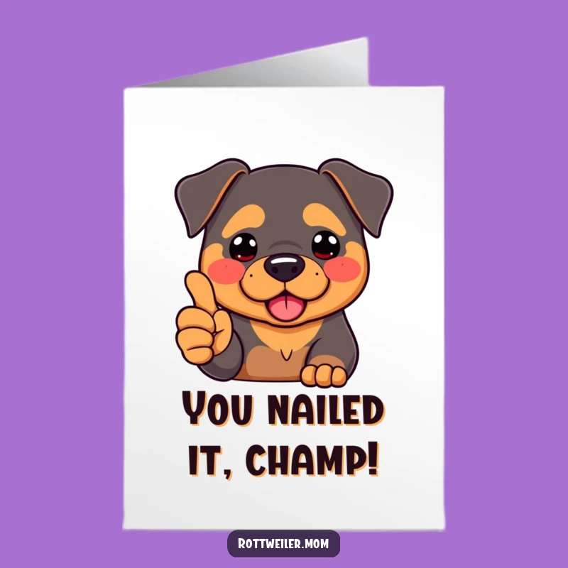 Free Printable Congrats Card: Kawaii Rottweiler Thumbs Up, Fun Downloadable Gift for Success