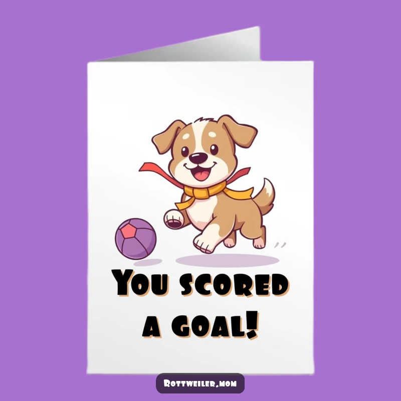 Free Printable Dog Chasing Ball Card - Congrats & Playful Vibes DIY Download