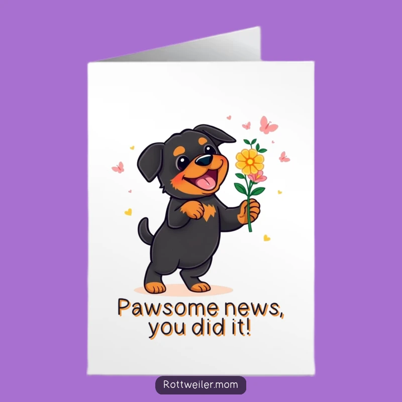 Free Printable Rottweiler Congrats Card: Dancing Dog DIY Gift for Excitement