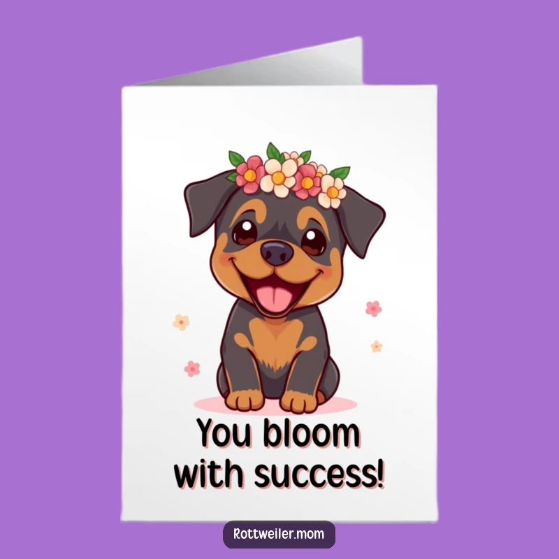 Free Printable Supermodel Rottie Congrats Card - Funny Dog Flower Crown