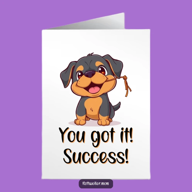 Free Printable Rottweiler Congrats Card: Playful Dog Downloadable