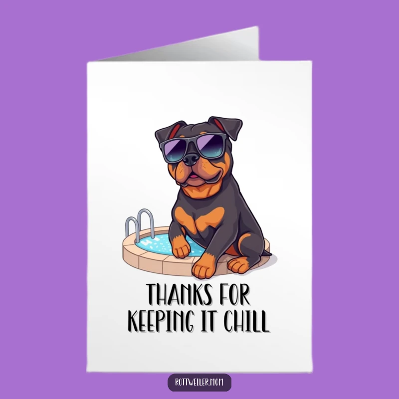 Free Printable Chill Rottie Thank You Card - Funny Dog Pool Sunglasses