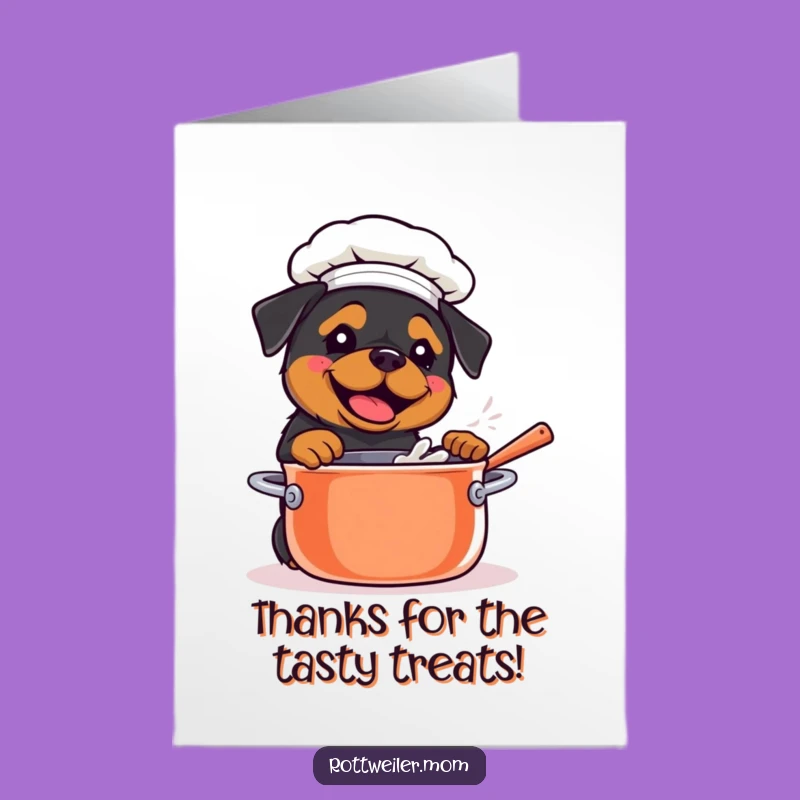 Free Printable Kawaii Rottweiler Chef Thank You Card: Cooking Dog Funny Gift