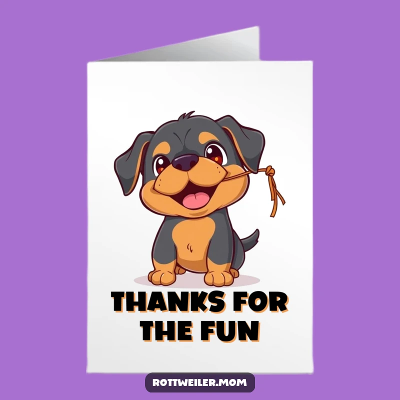 Free Printable Rottweiler Thank You Card: Playful Dog Downloadable Gift