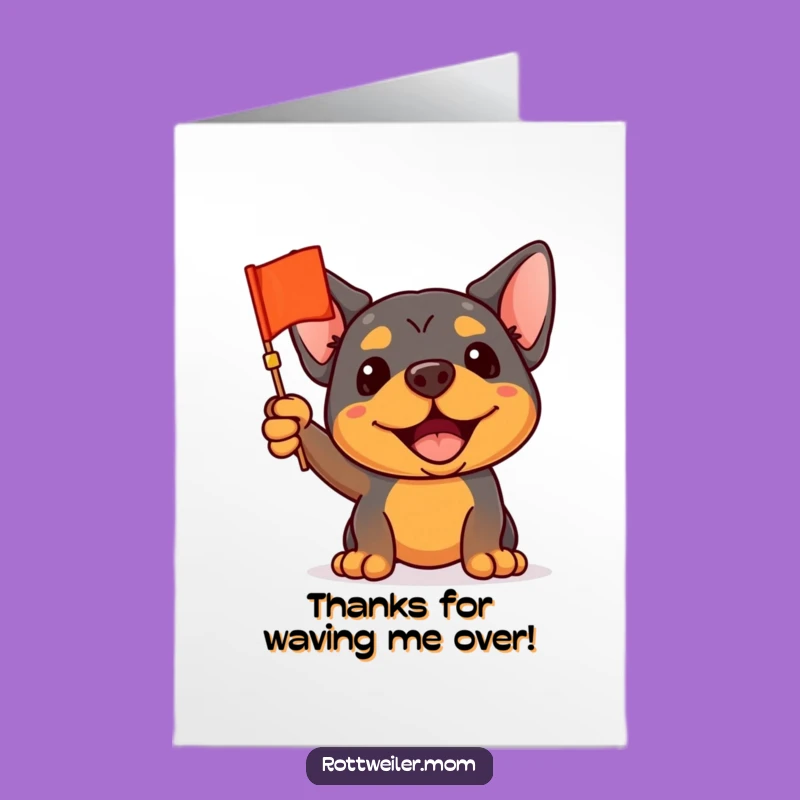 Free Printable Rottweiler Thank You Card: Waving Flag DIY Gift for Gratitude