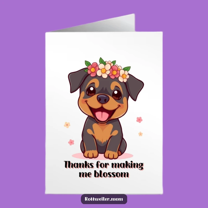 Free Printable Supermodel Rottie Thank You Card - Funny Dog Flower Crown