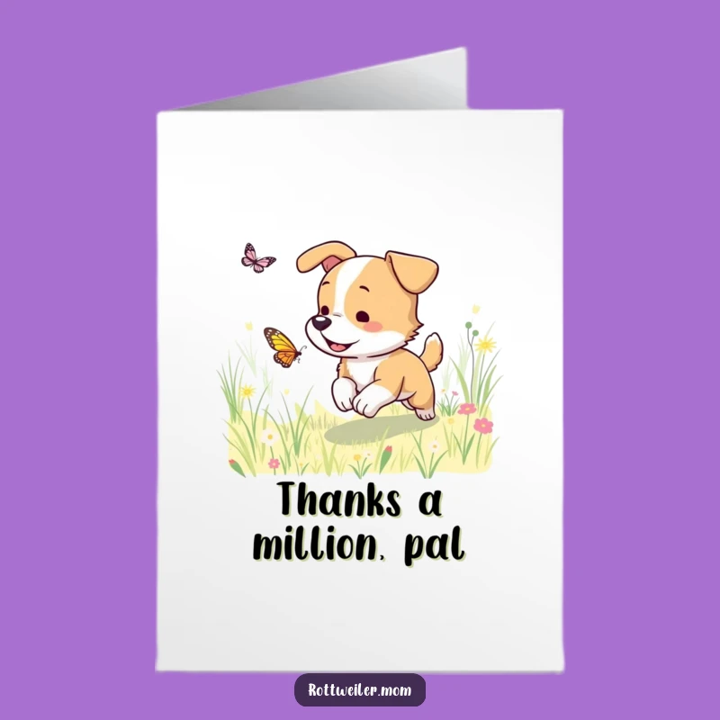 Free Printable Thank You Card: Dog & Butterfly Fun, Perfect Downloadable Gift