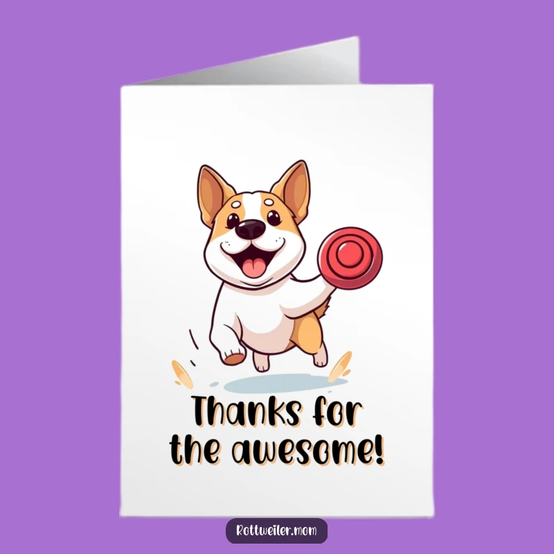 Free Printable Thank You Card: Dog Frisbee Chase, Downloadable