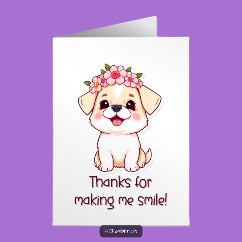 Free Printable Thank You Card: Floral Dog - Grateful Puppy Gift