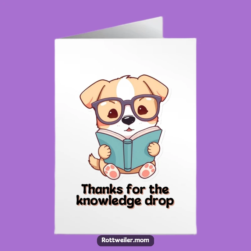 Free Printable Thank You Card: Intellectual Dog with Glasses Gift