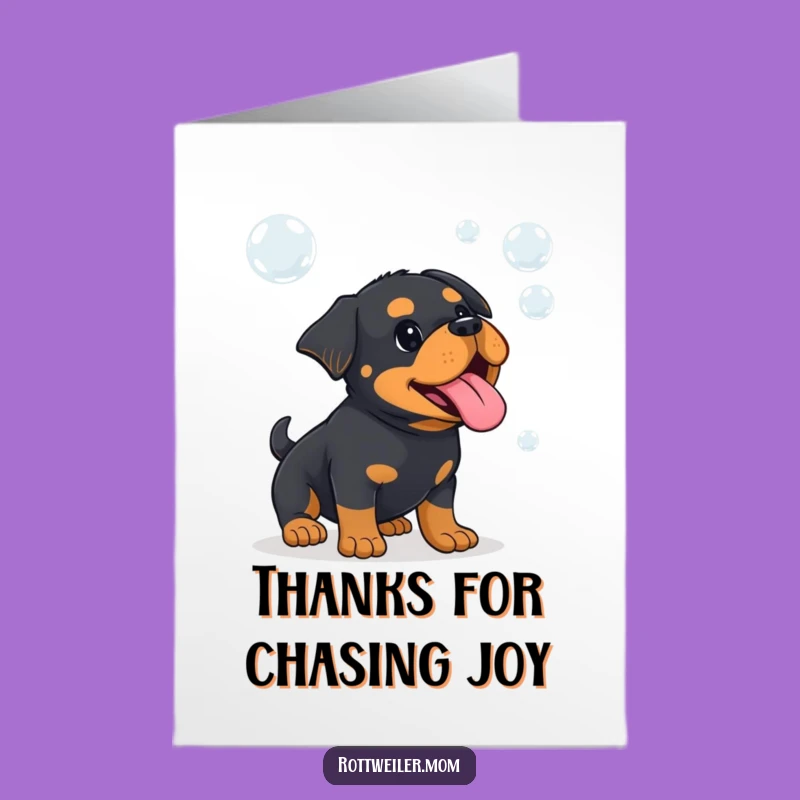 Free Printable Thank You Card: Kawaii Rottweiler Bubbles, Delightful Downloadable Gift for Thanks