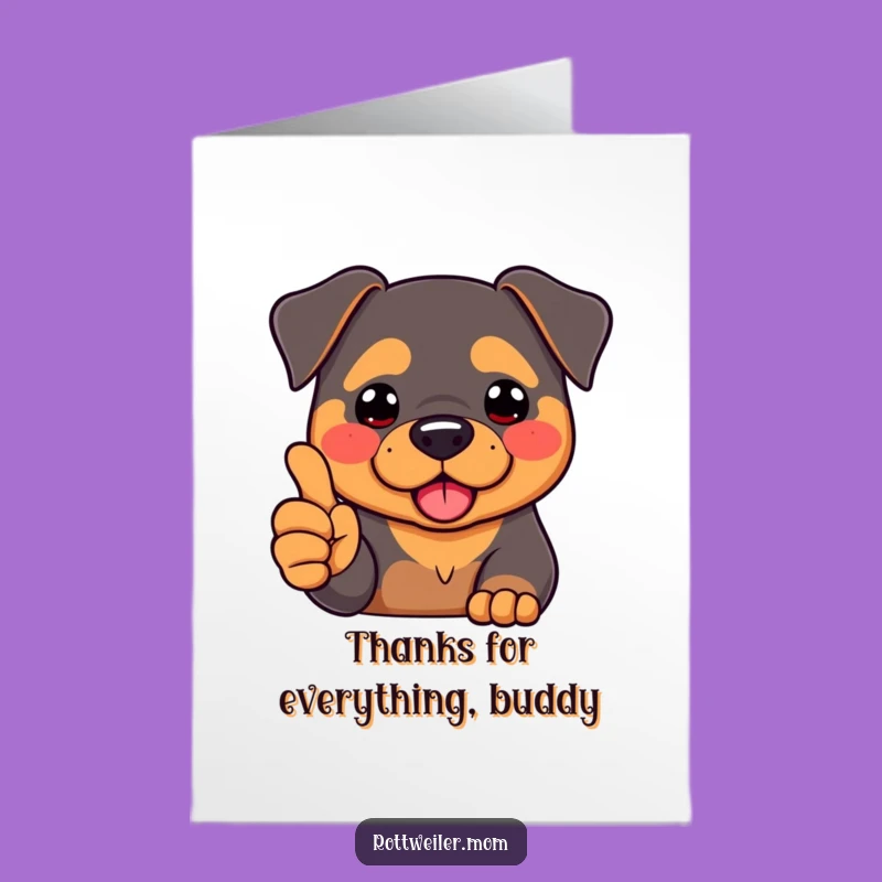 Free Printable Thank You Card: Kawaii Rottweiler Thumbs Up, Sweet Downloadable Gift for Gratitude