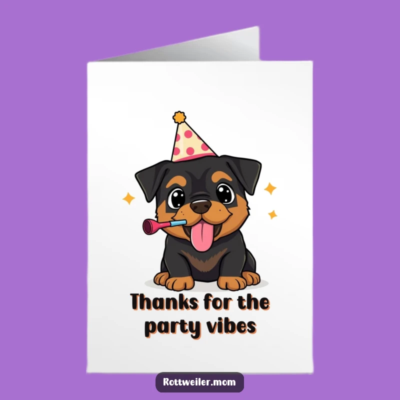 Free Printable Thank You Card: Party Puppy Rottie - Funny Gratitude Gift