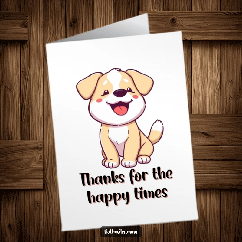 Funny Free Printable Thank You Card: A happy dog is panting contentedly with its tail wagging energetically, sending thanks.