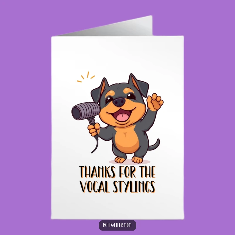 Free Printable Rottweiler Thank You Card: Singing Dog Downloadable Gift