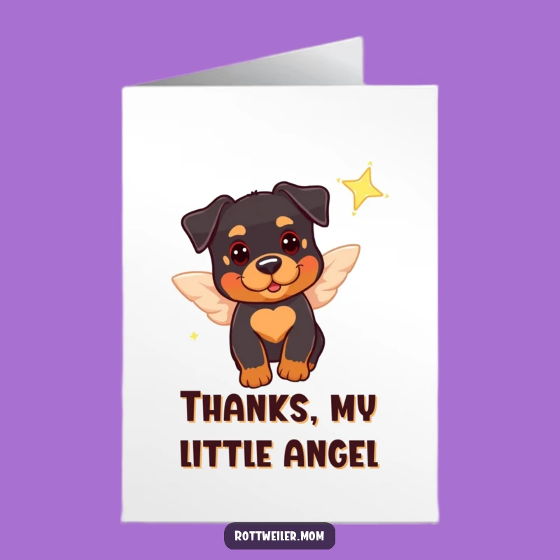 Free Printable Thank You Card: Flying Rottie Angel - Funny Gratitude Gift