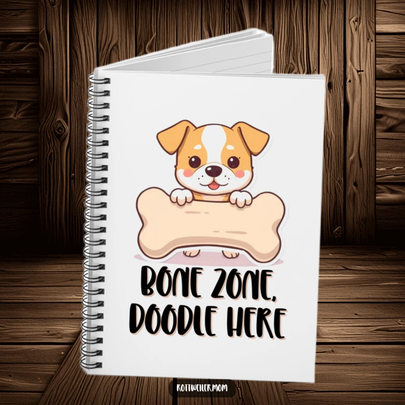 Funny Notebook: A dog peeking mischievously from behind a large bone, inspiring notes, doodles, and side-splitting ideas.