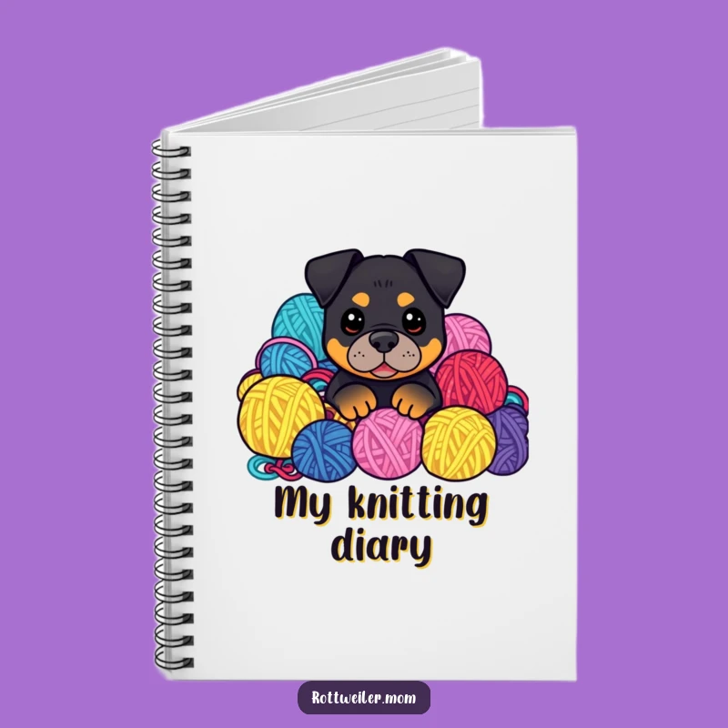 Funny Kawaii Rottweiler Notebook: Yarn Pile Peek, Crafter's Journal Gift