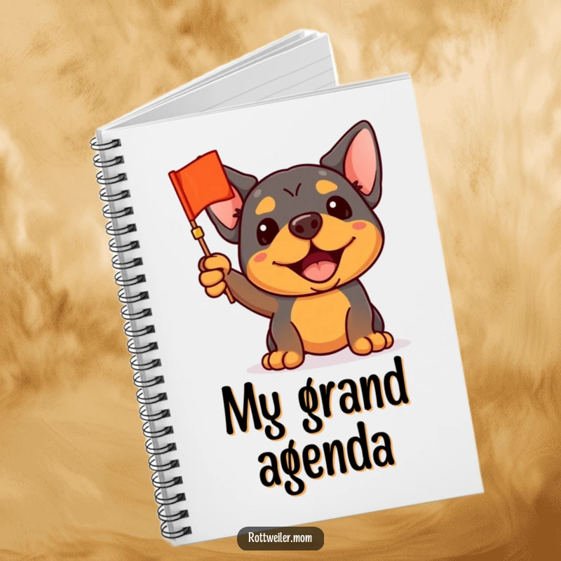 Funny Rottweiler Notebook: A notebook with a rottweiler enthusiastically waving a small flag, for jotting down ideas and plans.