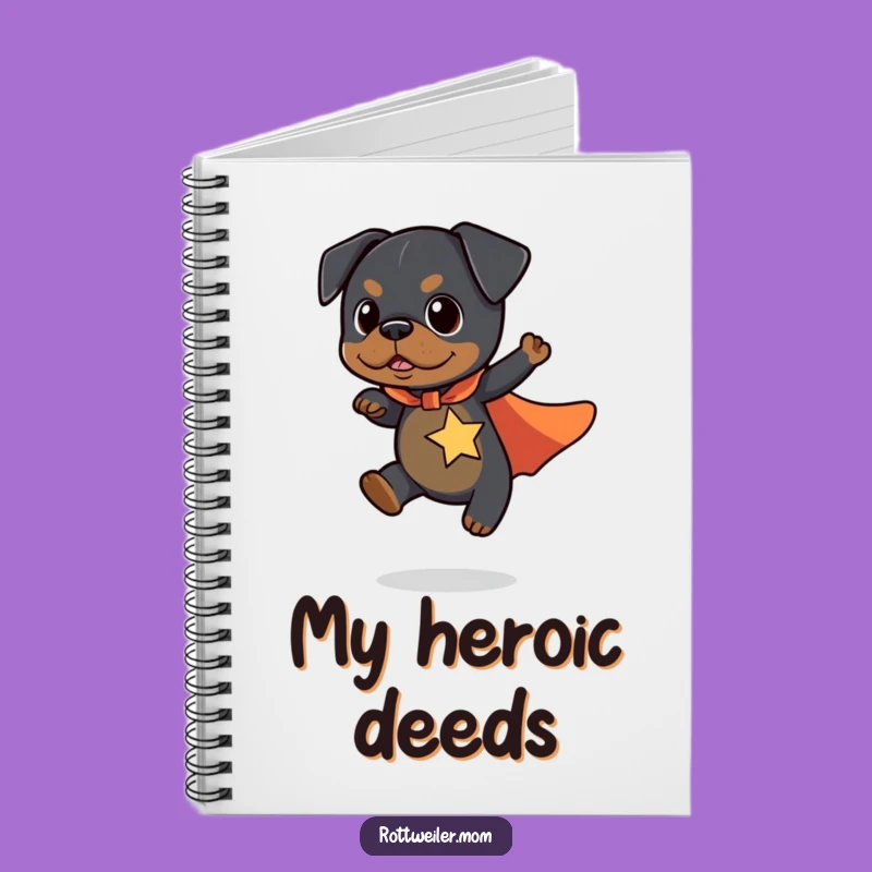 Funny Kawaii Rottweiler Superhero Notebook - Journal Your Adventures Hilariously