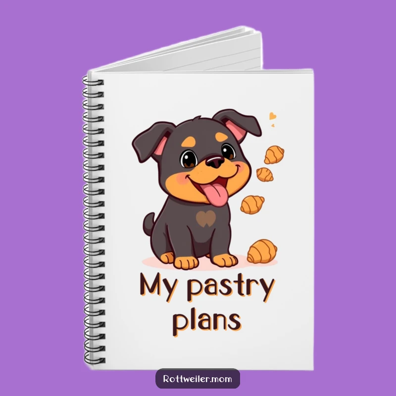 Funny Kawaii Rottweiler Notebook: Juggling Croissants, Creative Journal Gift