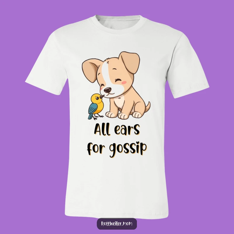 Funny Puppy Big Ears Bird T-Shirt: Hilarious Listening Dog Shirt