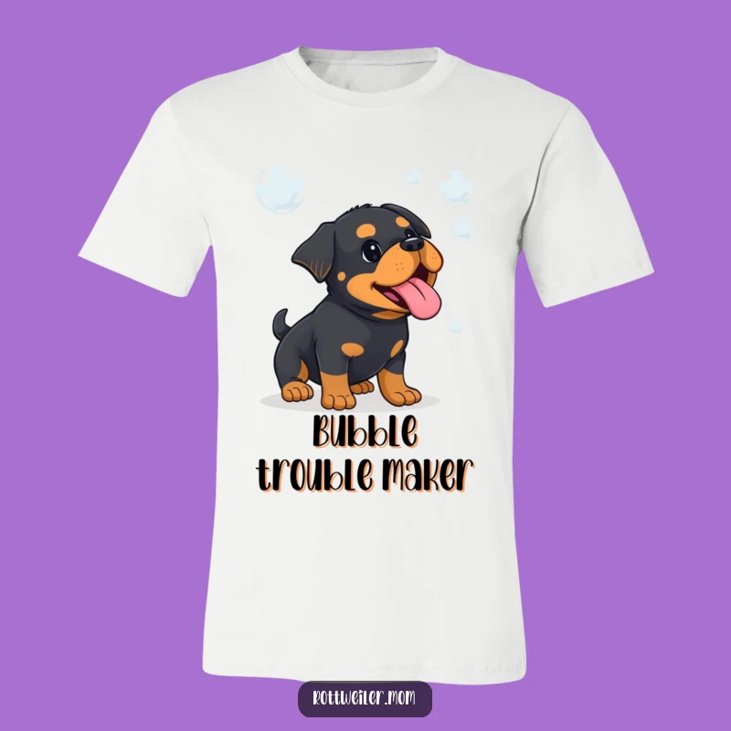 Funny Kawaii Rottweiler Bubble Chase T-Shirt - Adorable Humorous Dog Tee