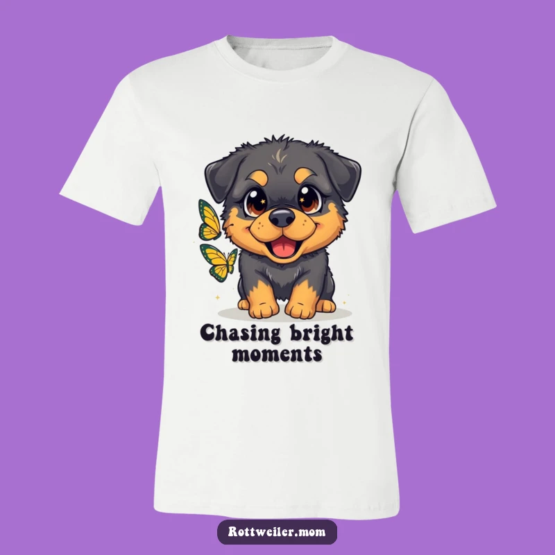 Funny Fluffy Rottweiler Butterfly Tee: Hilarious Dog Shirt for Playful Pups