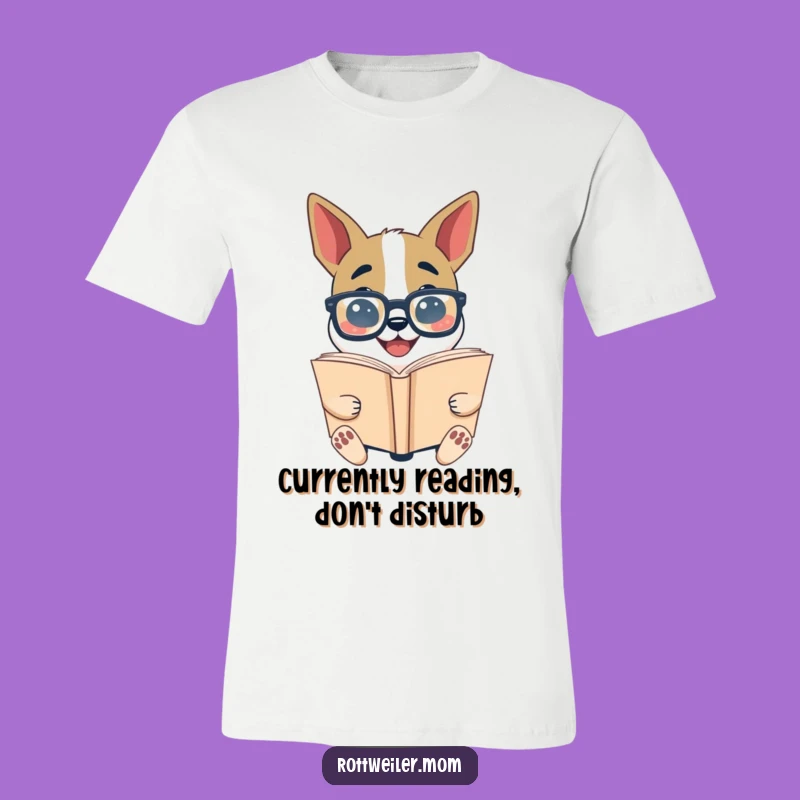 Funny Bookworm Dog T-Shirt: Oversized Glasses Pup Reading - Hilarious Reader Apparel
