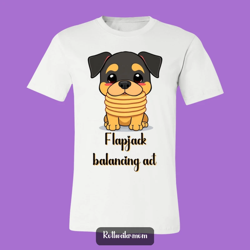 Funny Kawaii Rottweiler Pancake Balance T-Shirt - Adorable Dog Tee for Laughs