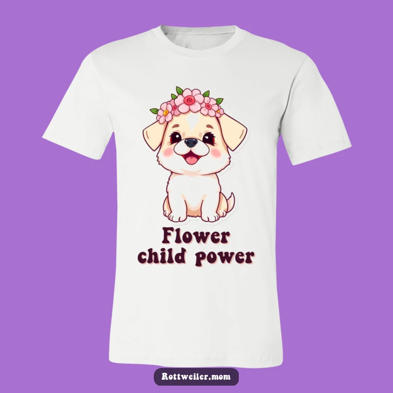 Funny Joyful Dog Flower Crown T-Shirt: Wearable Happiness