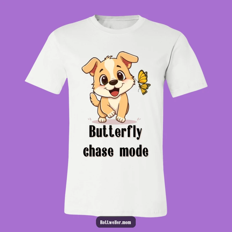 Funny Butterfly Chase Dog T-Shirt: Capture the Fun, Ideal Funny Gift for Active Pups!