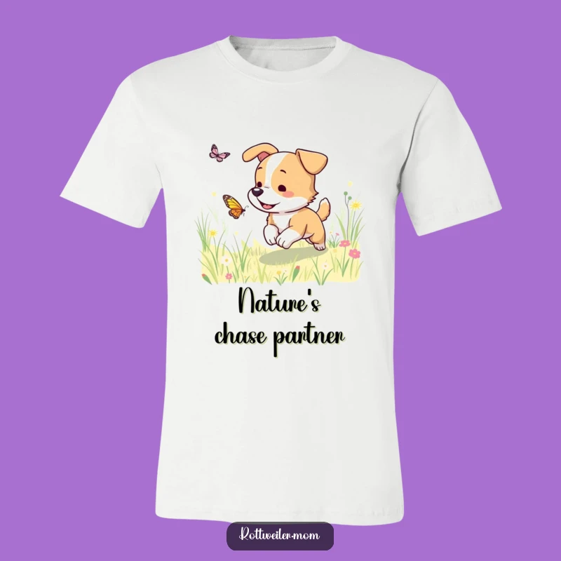 Funny Dog Meadow Chase T-Shirt: Adorable Pup Playing in Sunlit Field Gift