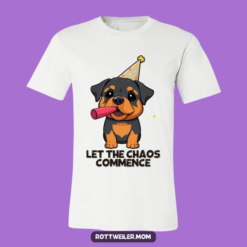 Funny Party Rottweiler T-Shirt - Festive Humorous Dog Lover Gift