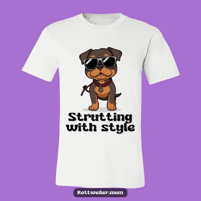 Funny Rottweiler Sunglasses T-Shirt - Strutting Cool Dog Tee