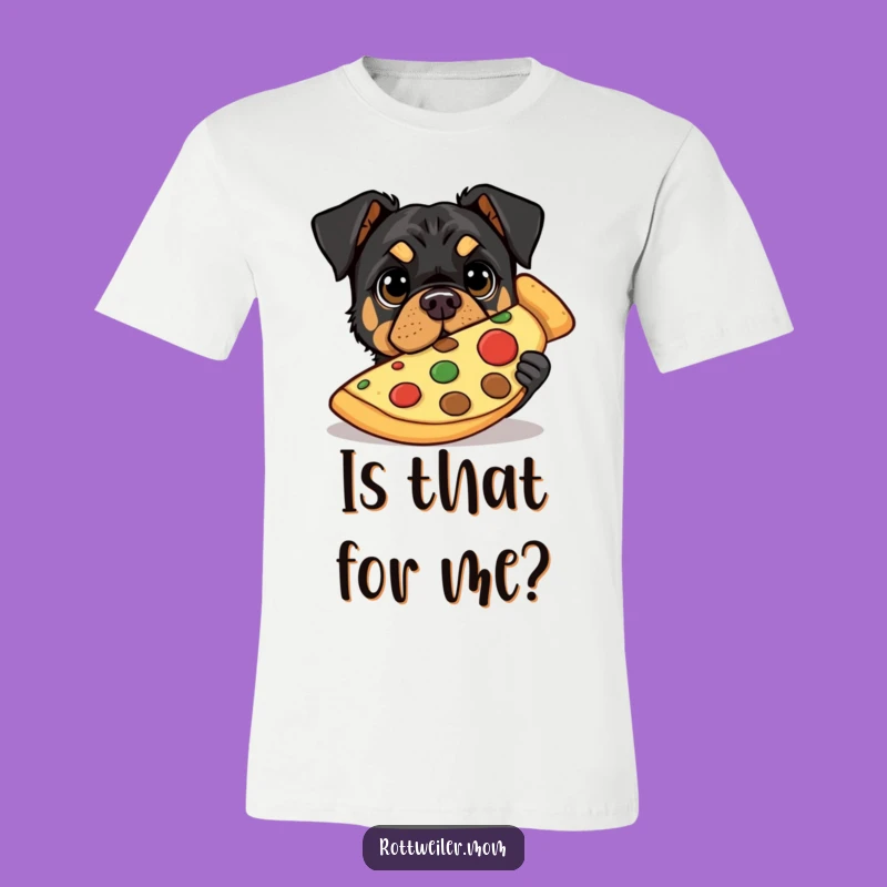 Funny Pizza Rottweiler T-Shirt: Wide-Eyed Snack Bandit Gift