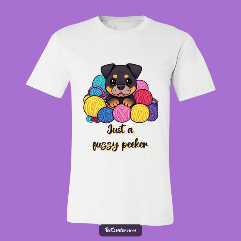 Funny Kawaii Rottweiler T-Shirt: Yarn Pile Peek, Cozy & Humorous Gift