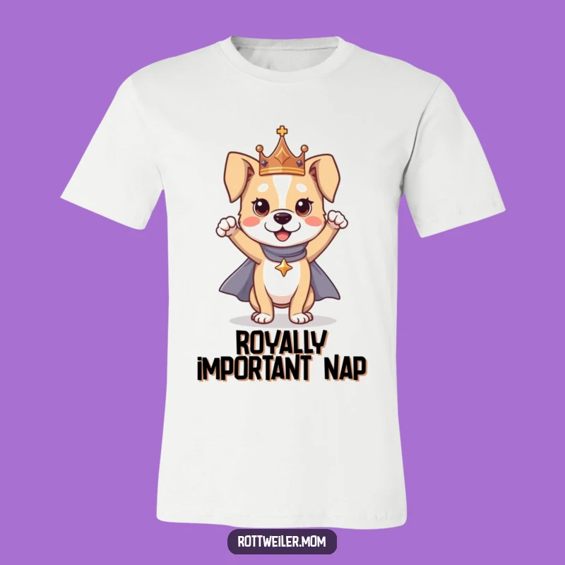 Funny Dog Hero T-Shirt: Majestic Crowned Pup Apparel, Perfect Gift
