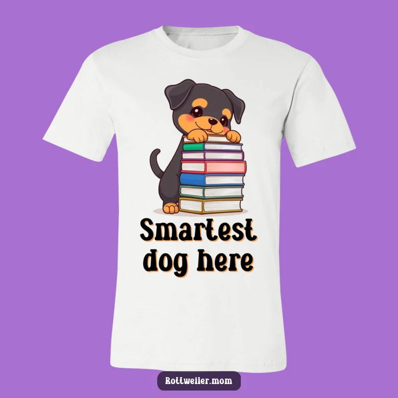 Funny Rottweiler Bookworm T-Shirt - Determined Dog Scholar Tee