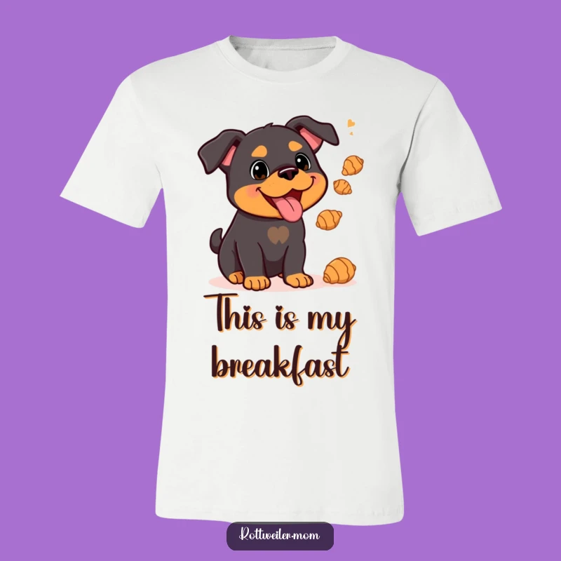 Funny Kawaii Rottweiler T-Shirt: Juggling Croissants, Whimsical & Humorous Gift