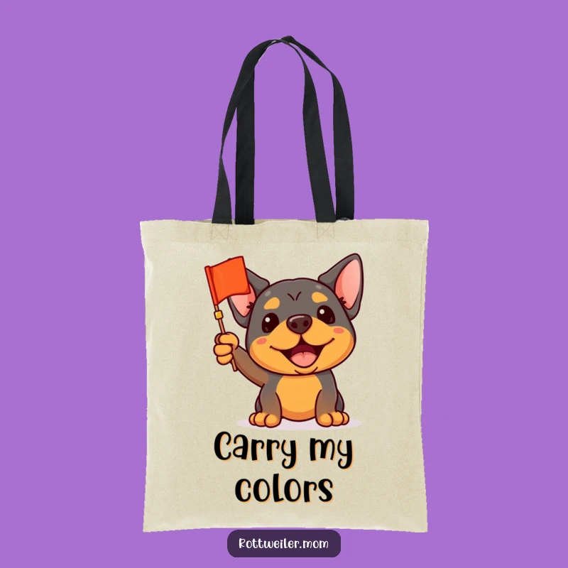 Funny Waving Rottweiler Flag Tote Bag - Enthusiastic Humorous Carry-All