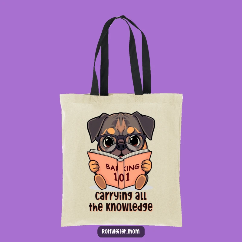 Funny Rottweiler Barking 101 Tote Bag: Stylish Literary Dog Accessory