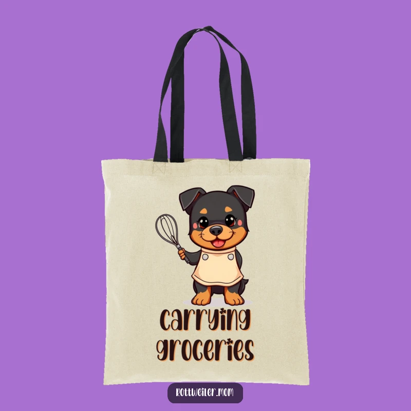 Funny Kawaii Rottweiler Chef Tote Bag - Hilarious Baker Shopping Gift