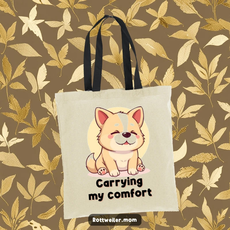 Funny Stocky Dog Tote Bag, showing a content dog sighing in a sunbeam, perfect for carrying your relaxed vibes and belongings.