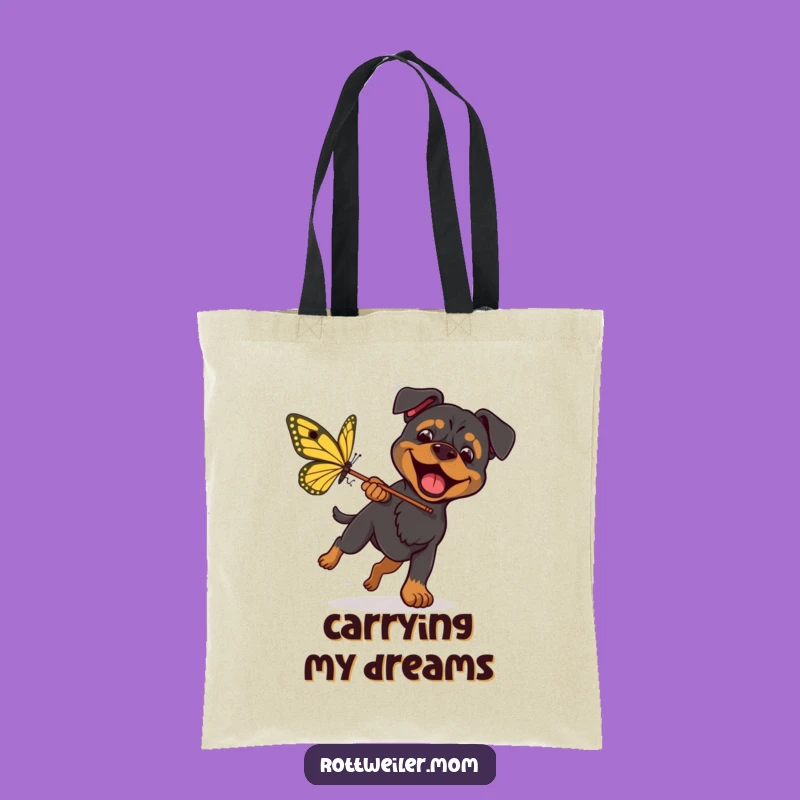 Funny Rottweiler Butterfly Net Tote Bag - Adventurous Dog Lover's Funny Gift