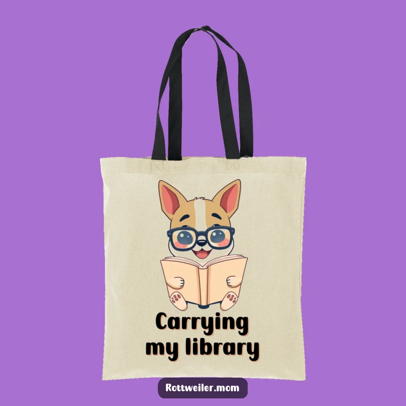 Funny Bookworm Dog Tote Bag: Glasses Pup Reading - Stylish & Literary Carry-All